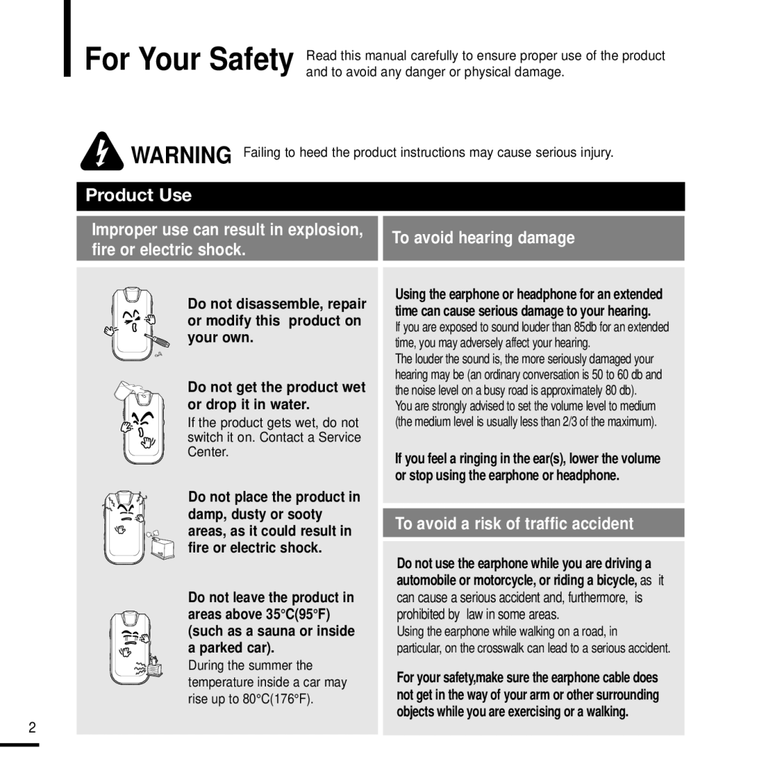 Samsung YP-F2J manual Product Use 