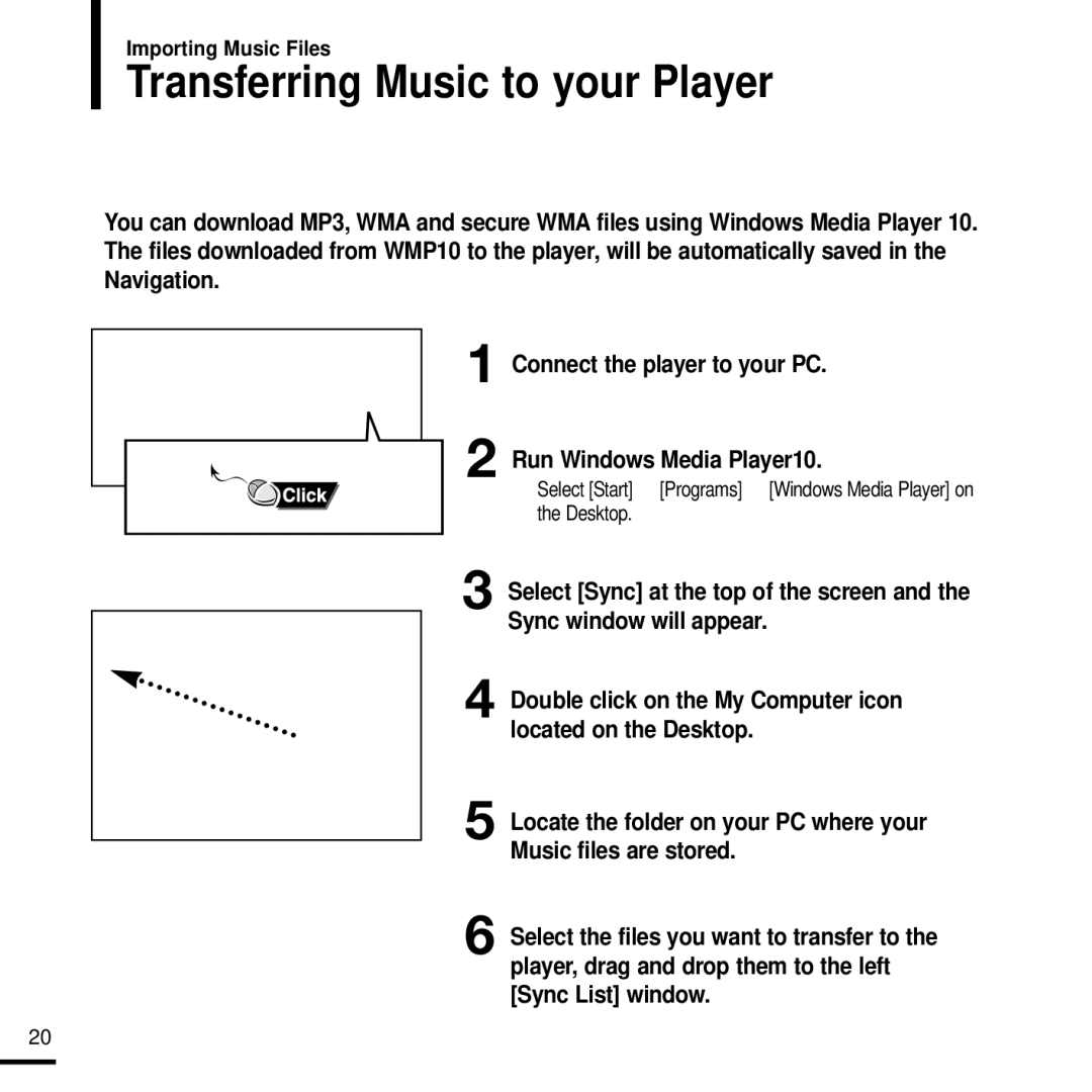 Samsung YP-F2J manual Transferring Music to your Player 