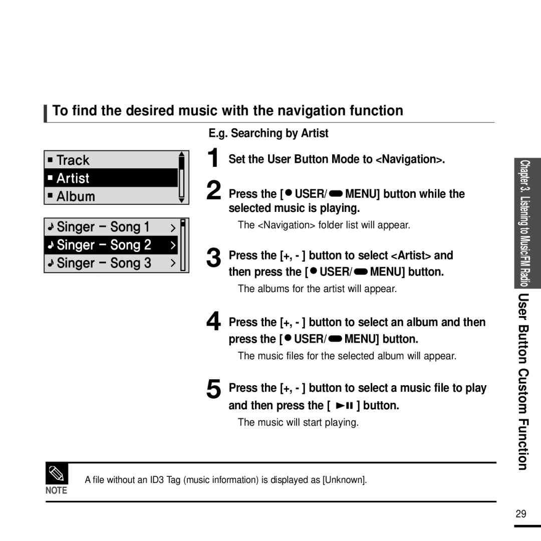 Samsung YP-F2J manual To find the desired music with the navigation function, Albums for the artist will appear 