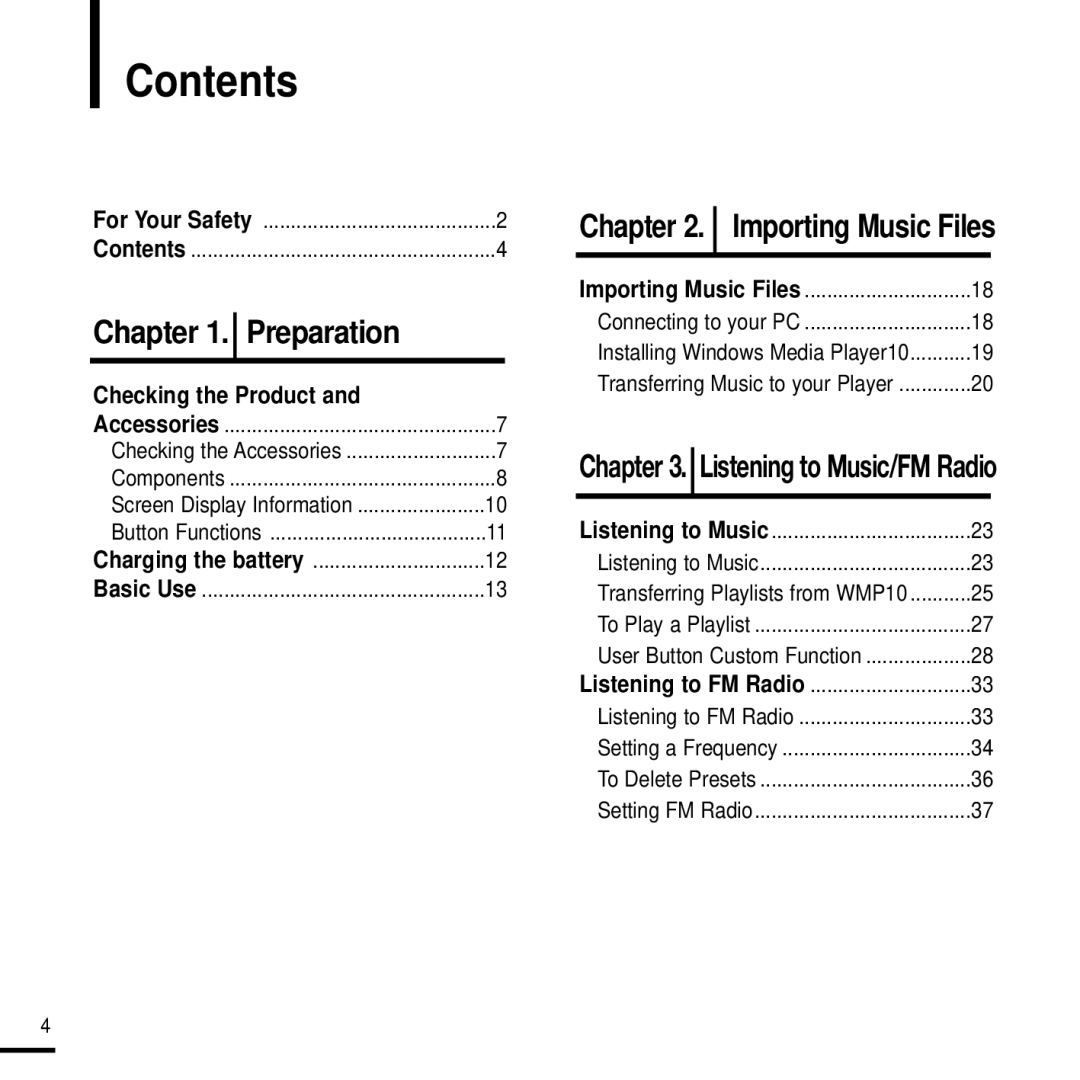 Samsung YP-F2J manual Contents 