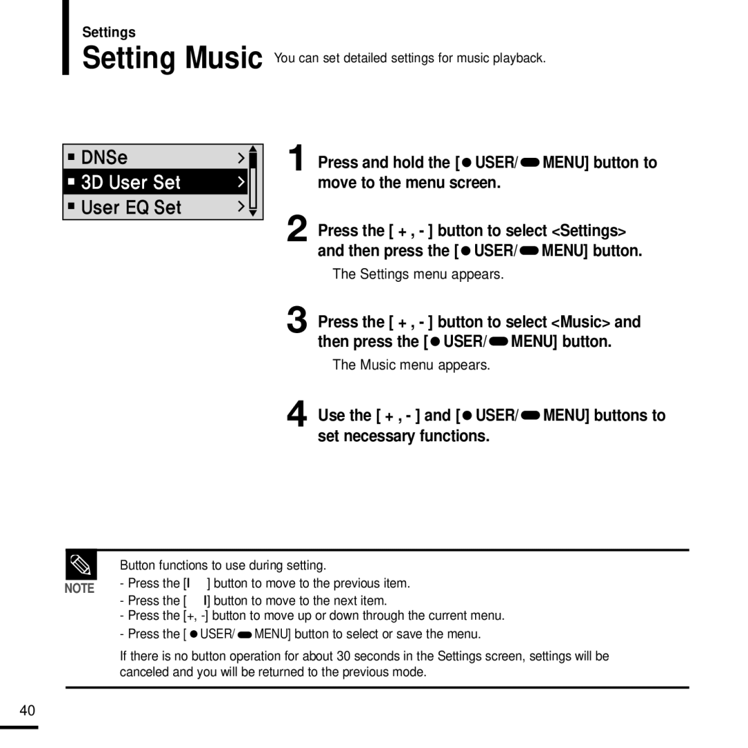 Samsung YP-F2J manual Move to the menu screen, Music menu appears 