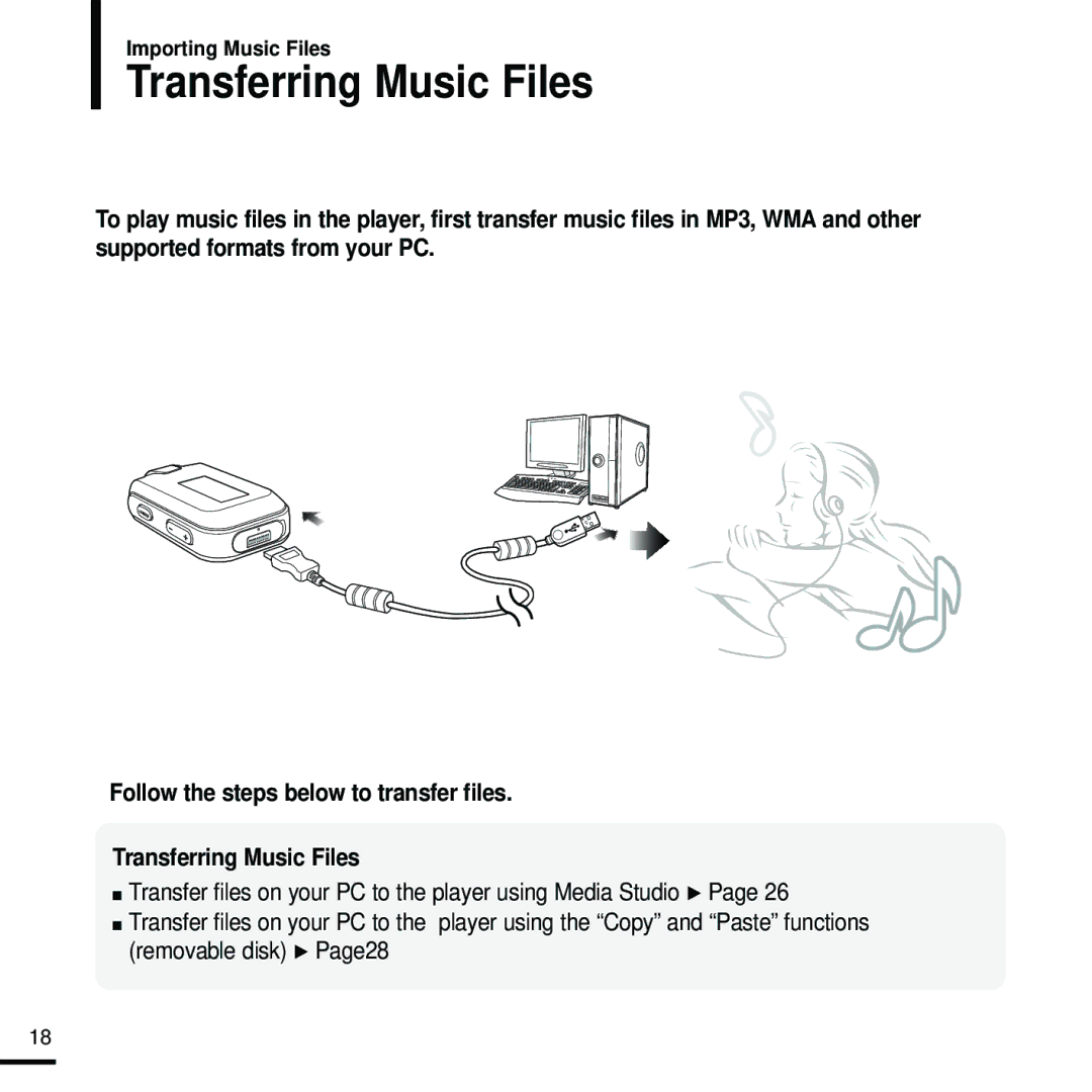 Samsung YP-F2RZW/XEF, YP-F2RZB/ELS, YP-F2RQB/XEF, YP-F2RZW/ELS, YP-F2RQB/ELS, YP-F2XB/ELS, YP-F2XW/ELS Transferring Music Files 