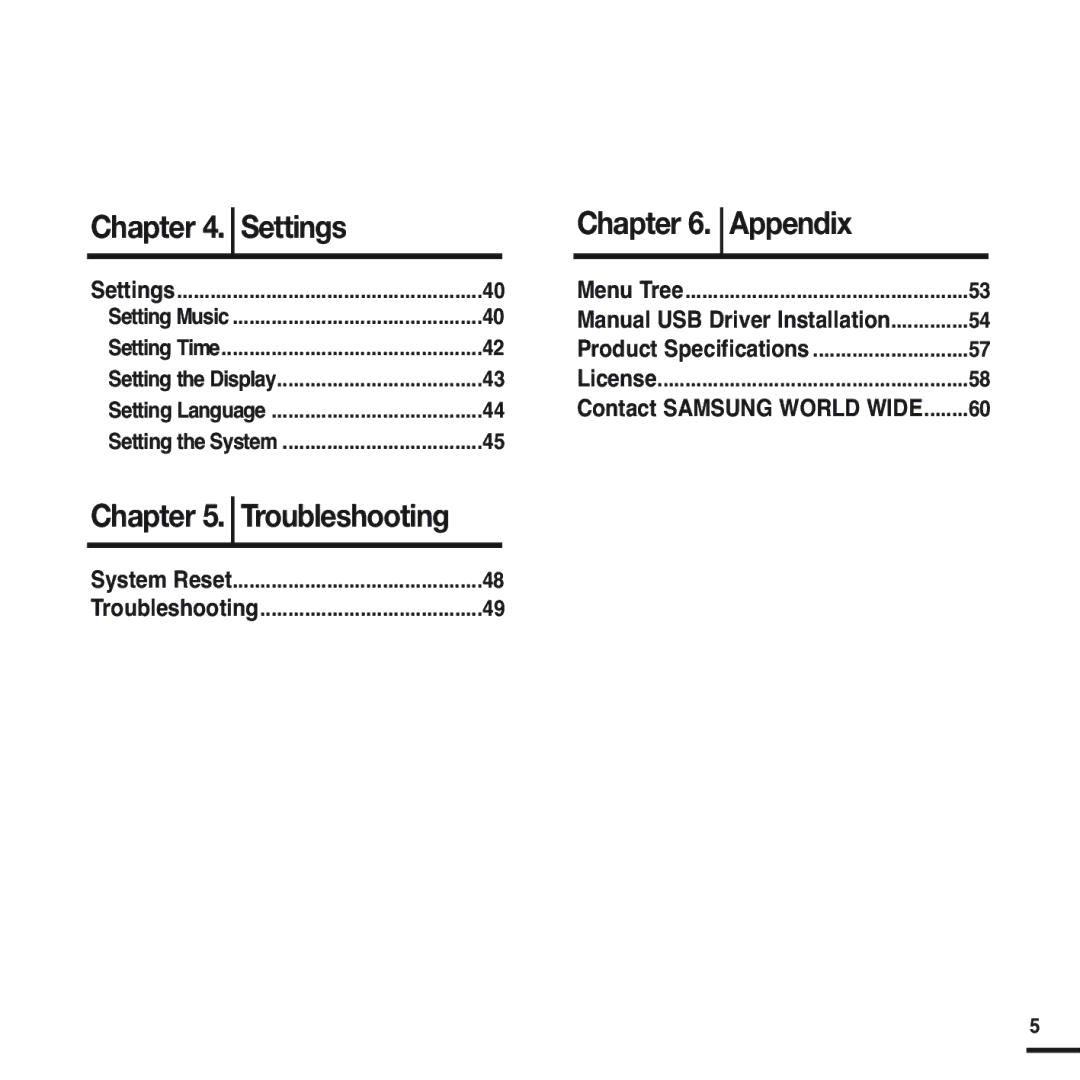 Samsung YP-F2XB/ELS, YP-F2RZB/ELS, YP-F2RQB/XEF, YP-F2RZW/ELS Manual USB Driver Installation, Contact Samsung World Wide 