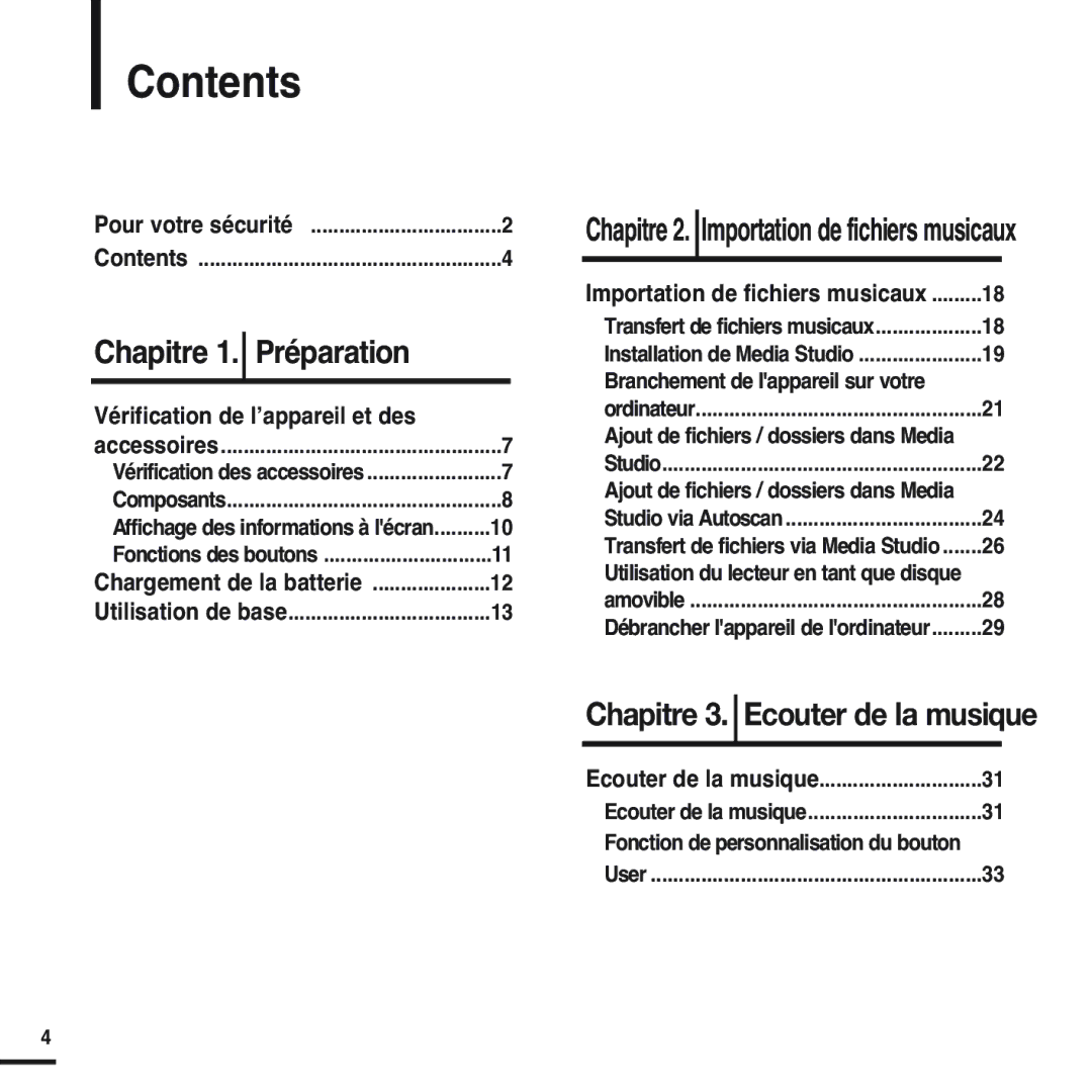 Samsung YP-F2RQB/ELS, YP-F2RZB/ELS, YP-F2RQB/XEF, YP-F2RZW/ELS, YP-F2RZW/XEF manual Contents 