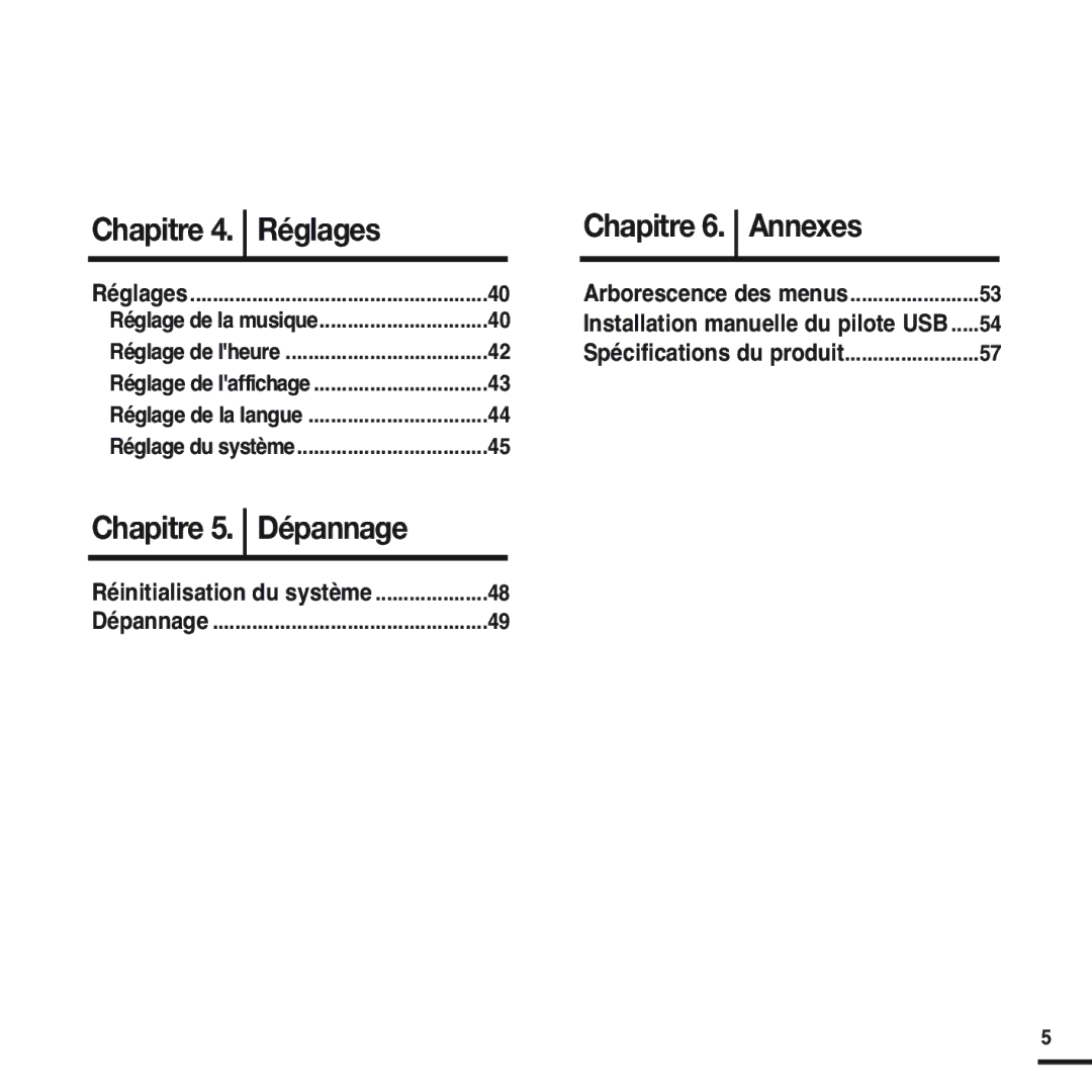 Samsung YP-F2RZB/ELS, YP-F2RQB/XEF, YP-F2RZW/ELS, YP-F2RZW/XEF, YP-F2RQB/ELS Chapitre Réglages, Réinitialisation du système 