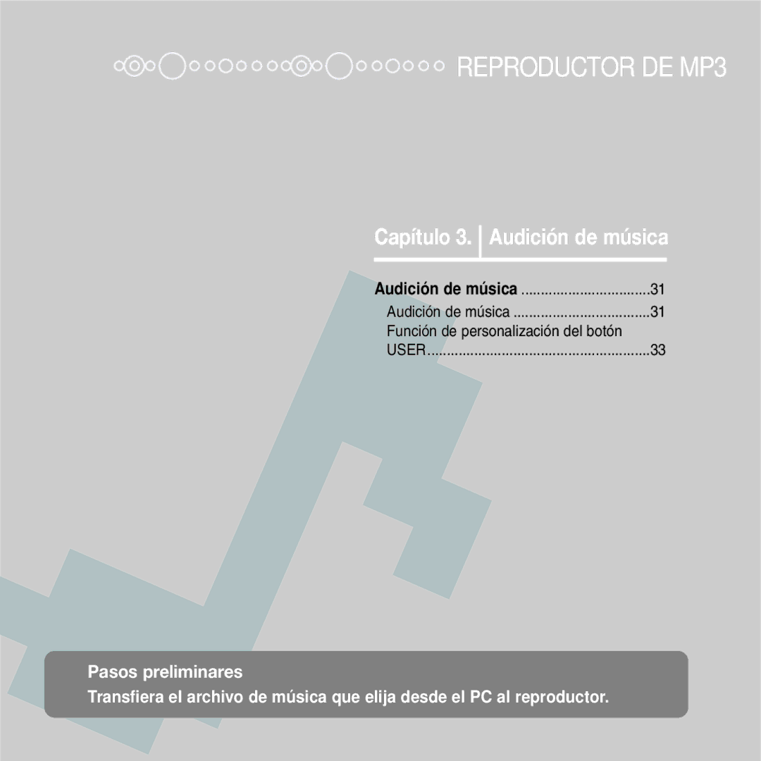 Samsung YP-F2RZW/ELS, YP-F2RZW/XET, YP-F2RXB/ELS manual Reproductor DE MP3 