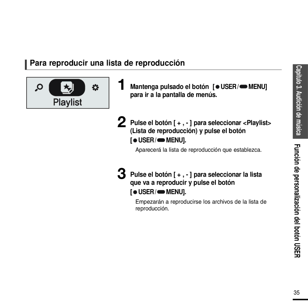 Samsung YP-F2RXB/ELS manual Para reproducir una lista de reproducción, Aparecerá la lista de reproducción que establezca 