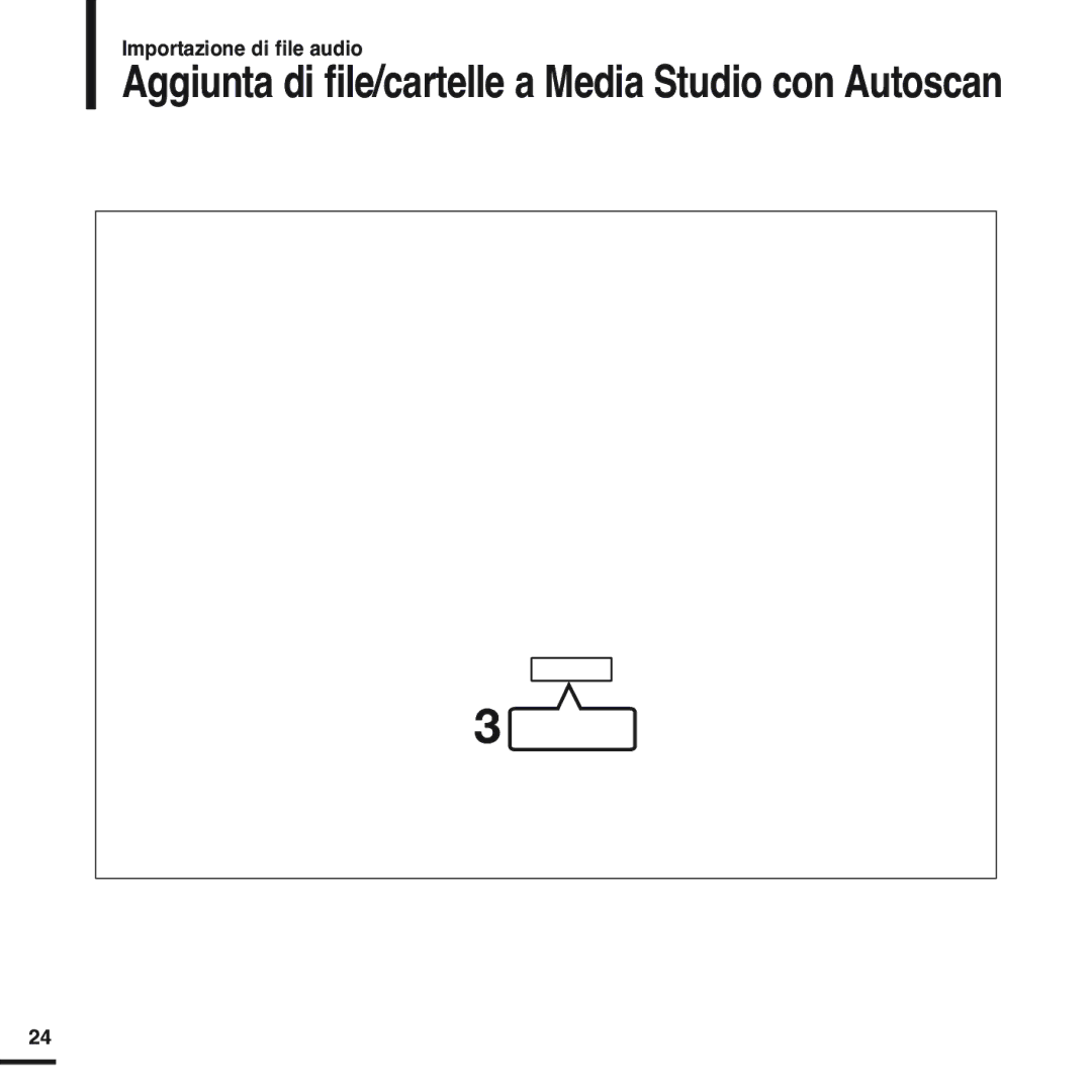 Samsung YP-F2XW/ELS, YP-F2XB/ELS, YP-F2RQB/XET, YP-F2RZW/XET manual Aggiunta di file/cartelle a Media Studio con Autoscan 