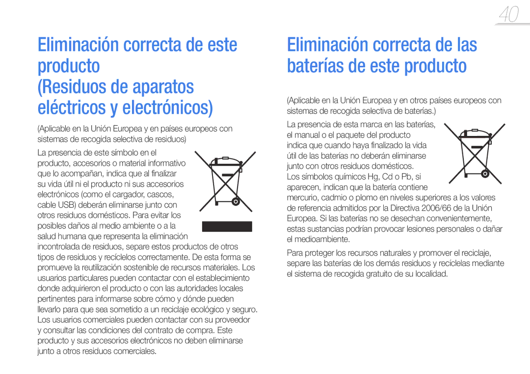 Samsung YP-F3AB/FOP, YP-F3AL/FOP, YP-F3QP/FOP Eliminación correcta de este producto, La presencia de este símbolo en el 