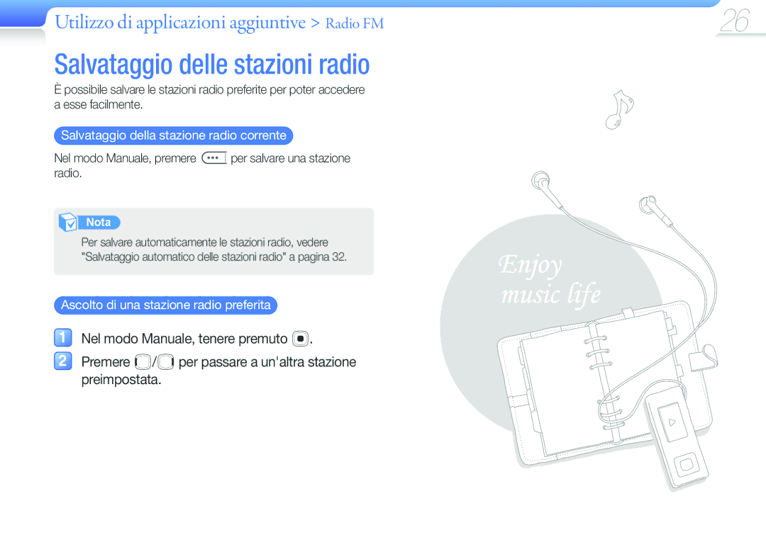 Samsung YP-F3QP/XET, YP-F3QL/XET, YP-F3AB/XET Salvataggio delle stazioni radio, Salvataggio della stazione radio corrente 