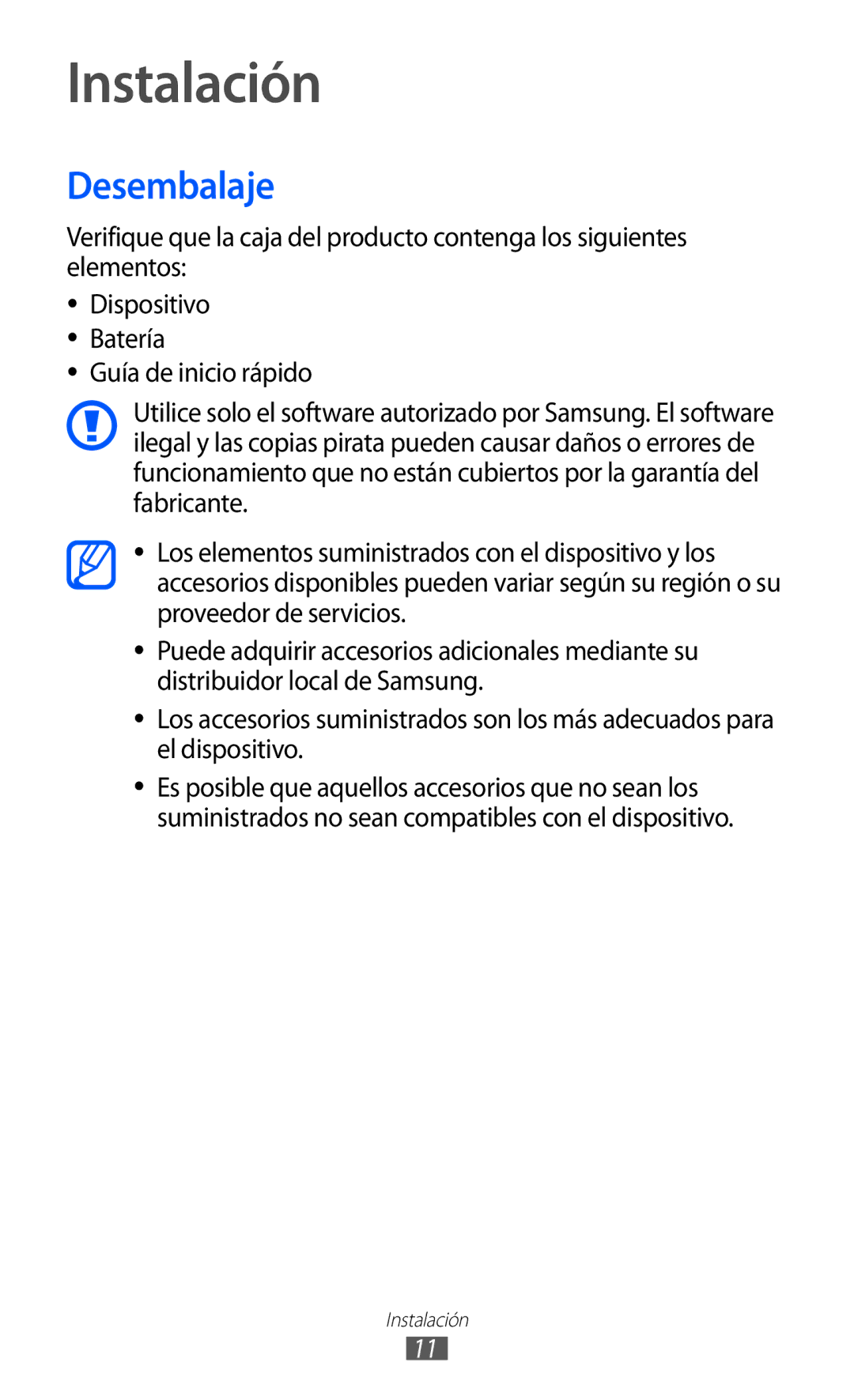 Samsung YP-GI1CB/XEG, YP-G1CW/XEE, YP-GI1CW/FOP, YP-GI1CW/XEP manual Instalación, Desembalaje 