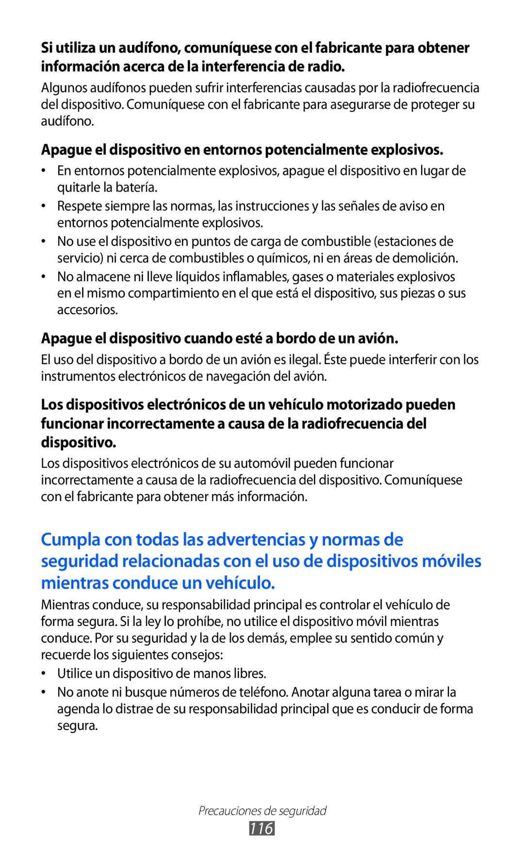 Samsung YP-G1CW/XEE, YP-GI1CW/FOP, YP-GI1CW/XEP manual 116, Apague el dispositivo en entornos potencialmente explosivos 