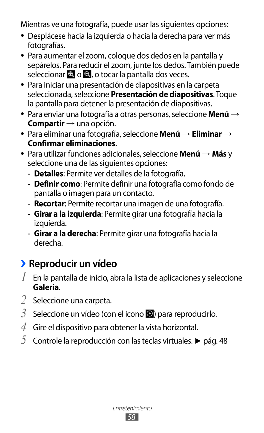 Samsung YP-GI1CW/XEP, YP-G1CW/XEE, YP-GI1CW/FOP, YP-GI1CB/XEG manual ››Reproducir un vídeo 