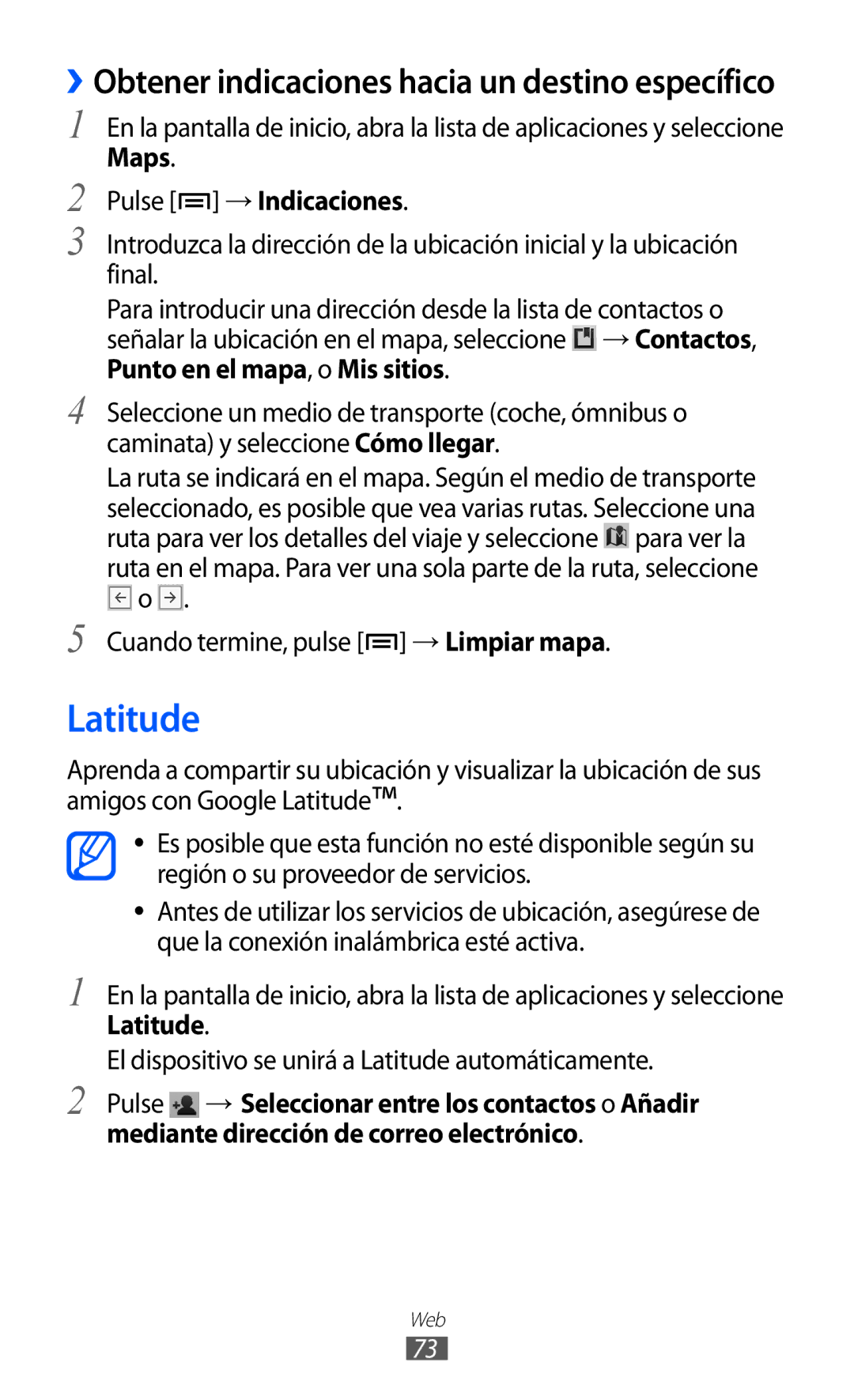 Samsung YP-GI1CW/FOP, YP-G1CW/XEE, YP-GI1CW/XEP, YP-GI1CB/XEG manual Latitude, Maps 