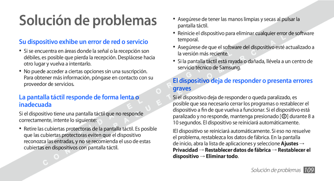 Samsung YP-G1CW/XEE manual Solución de problemas 