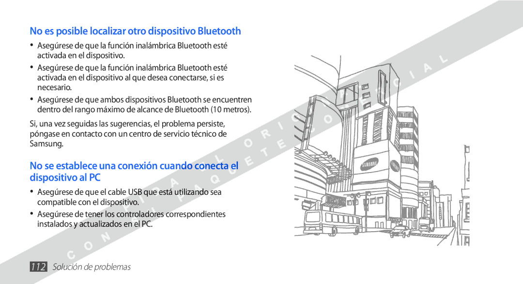 Samsung YP-G1CW/XEE manual No es posible localizar otro dispositivo Bluetooth 