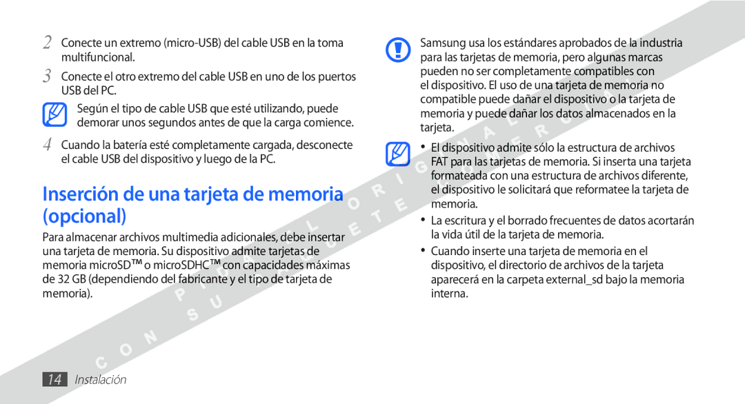 Samsung YP-G1CW/XEE manual Inserción de una tarjeta de memoria opcional 