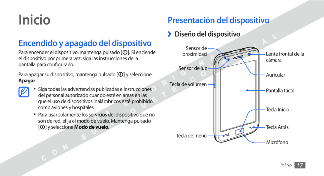 Samsung YP-G1CW/XEE manual Inicio, Presentación del dispositivo, ››Diseño del dispositivo 