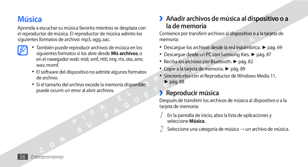 Samsung YP-G1CW/XEE manual Música, ››Reproducir música 