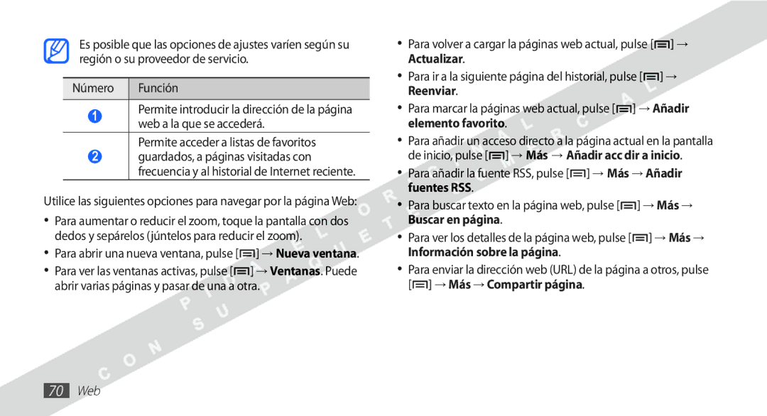 Samsung YP-G1CW/XEE manual 70 Web 