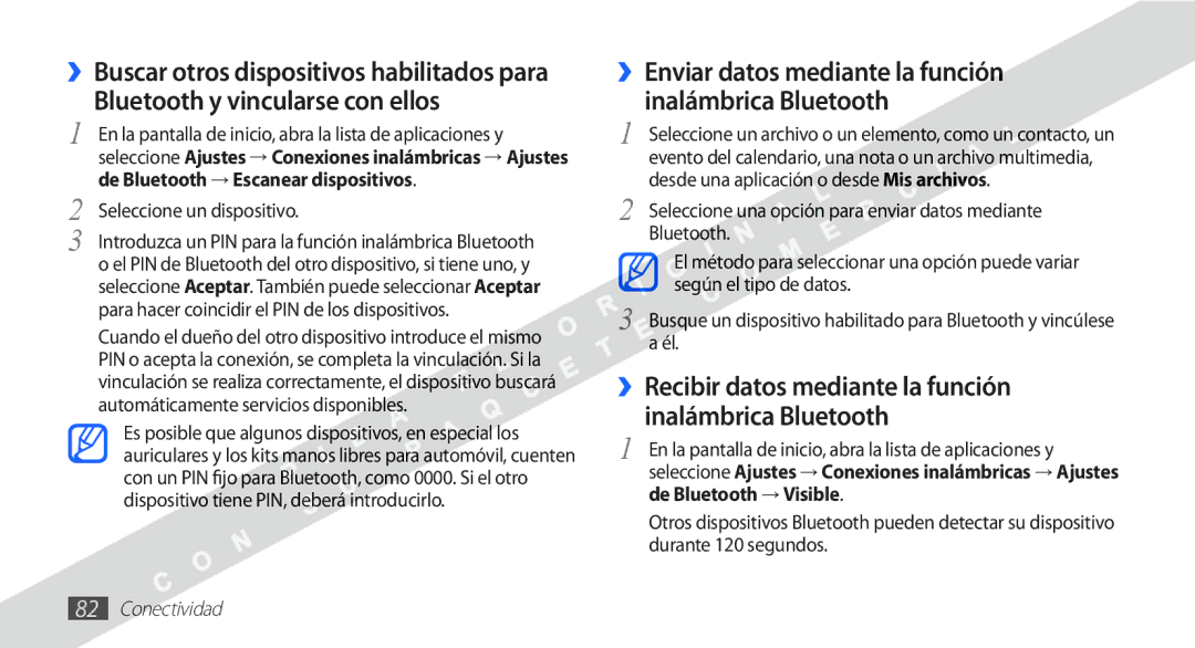 Samsung YP-G1CW/XEE manual Bluetooth y vincularse con ellos, Seleccione un dispositivo 