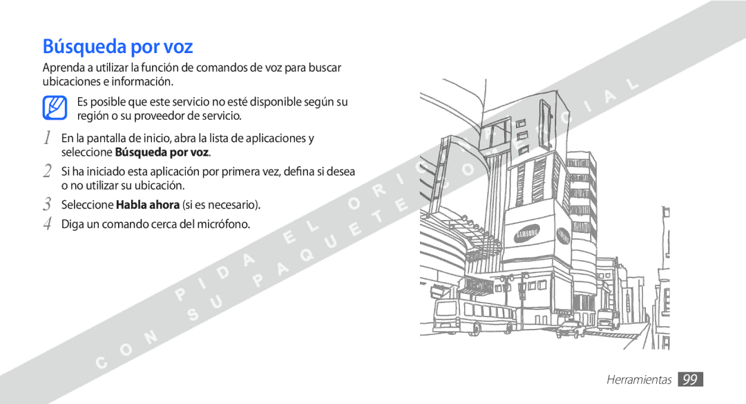 Samsung YP-G1CW/XEE manual Búsqueda por voz 