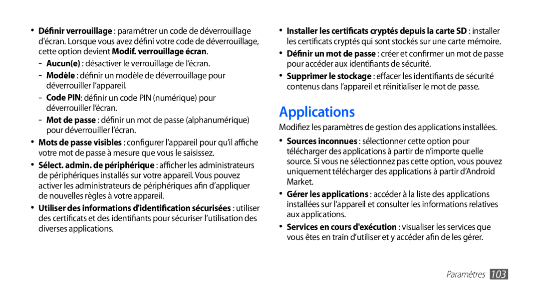 Samsung YP-G1EW/XEF, YP-G1CW/XEF manual Applications 