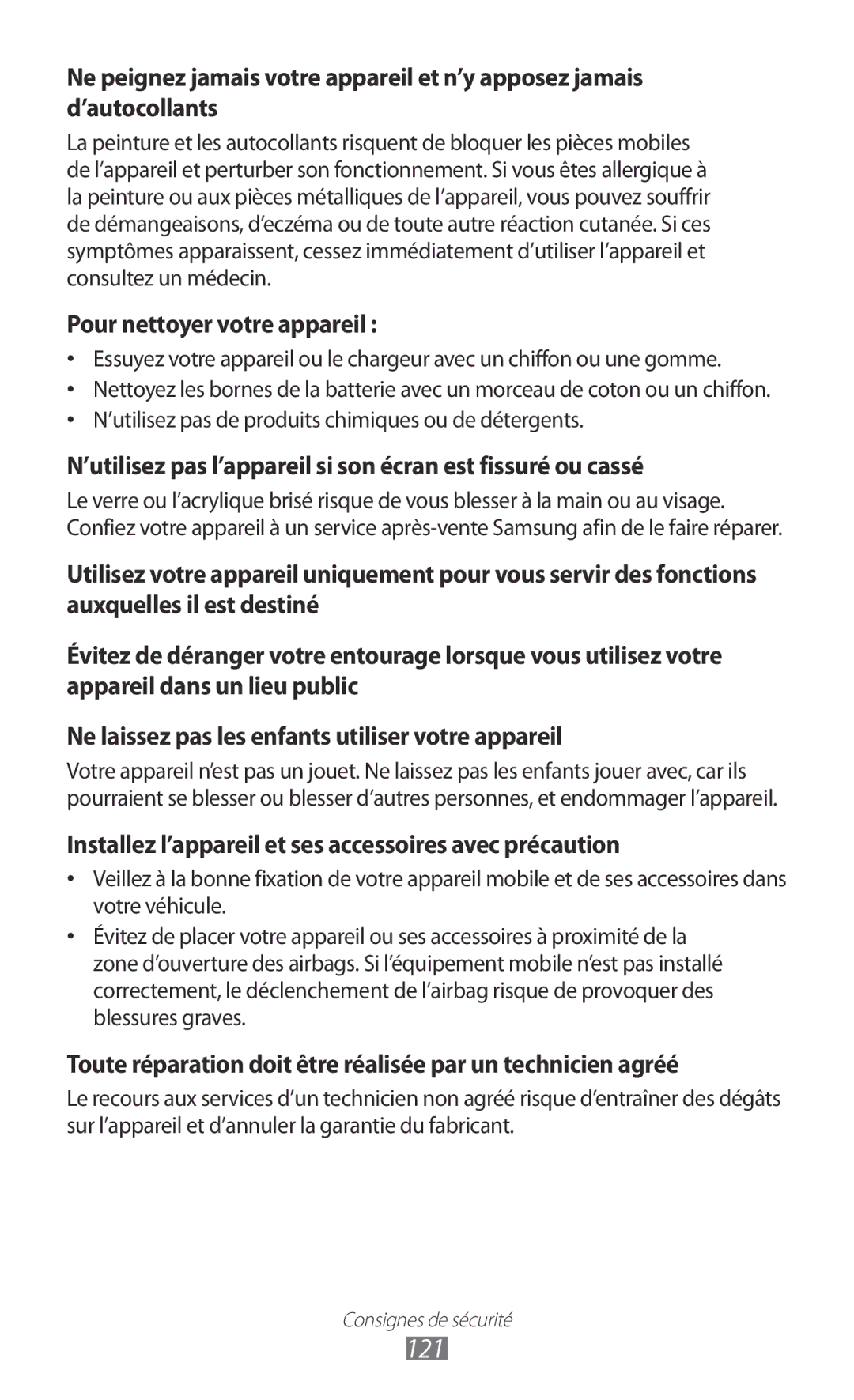 Samsung YP-GI1EW/XEF, YP-G1CW/XEF, YP-GI1CW/XEF manual 121, Pour nettoyer votre appareil 