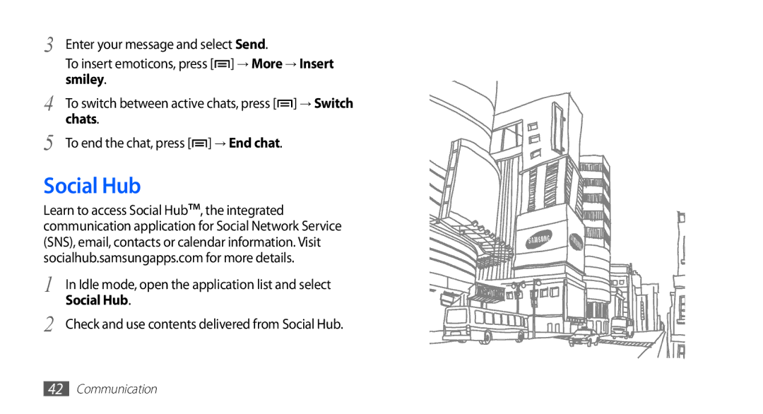 Samsung YP-GI1CW/XEH, YP-G1CW/XEG, YP-GI1CW/XEG, YP-GI1CW/XET, YP-GI1CW/XEU, YP-G1CW/XEE, YP-G1CW/XEZ Social Hub, Smiley, Chats 