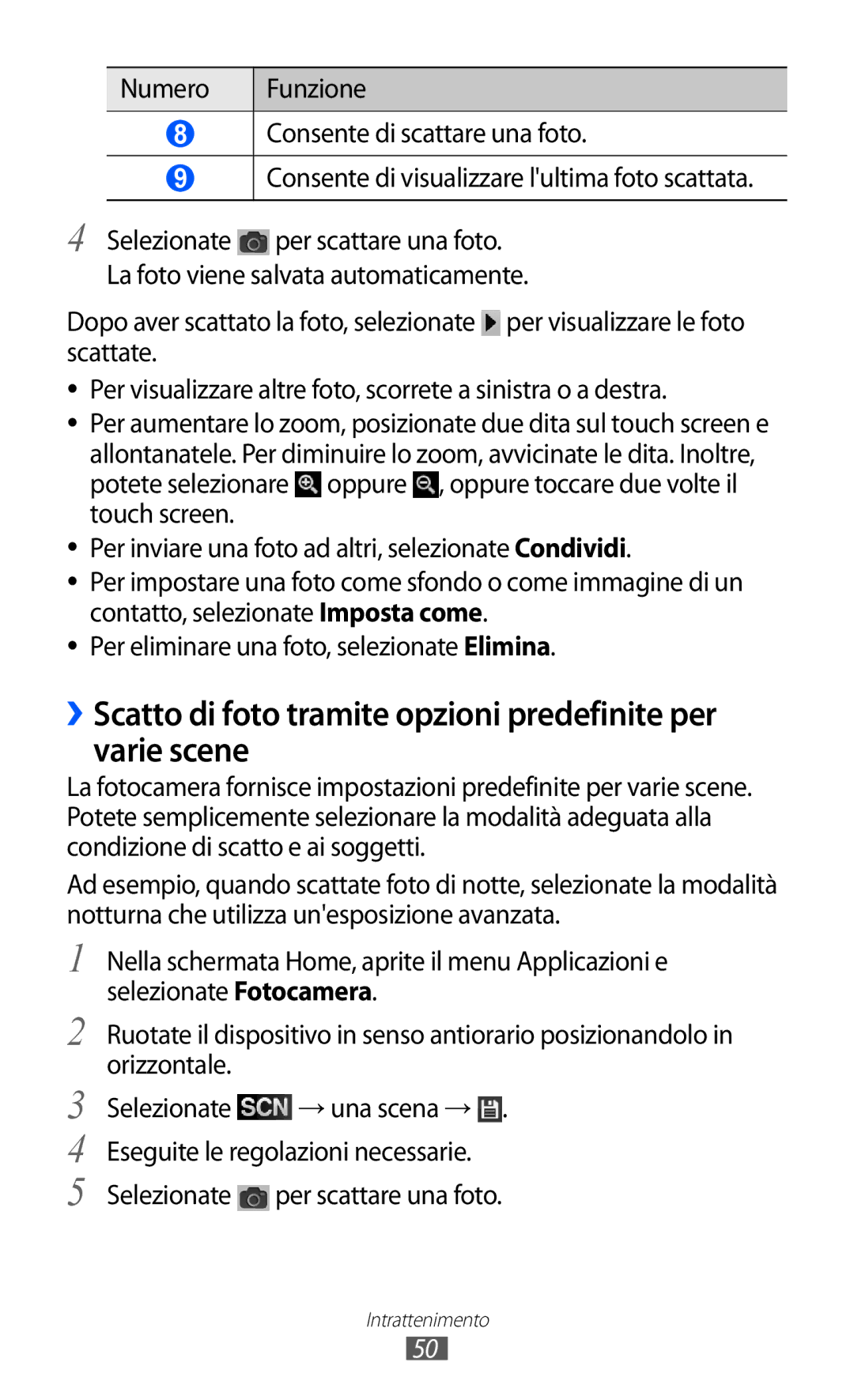 Samsung YP-GI1CW/XET, YP-G1CW/XEG, YP-GI1CW/XEG, YP-GI1CW/XEU ››Scatto di foto tramite opzioni predefinite per varie scene 