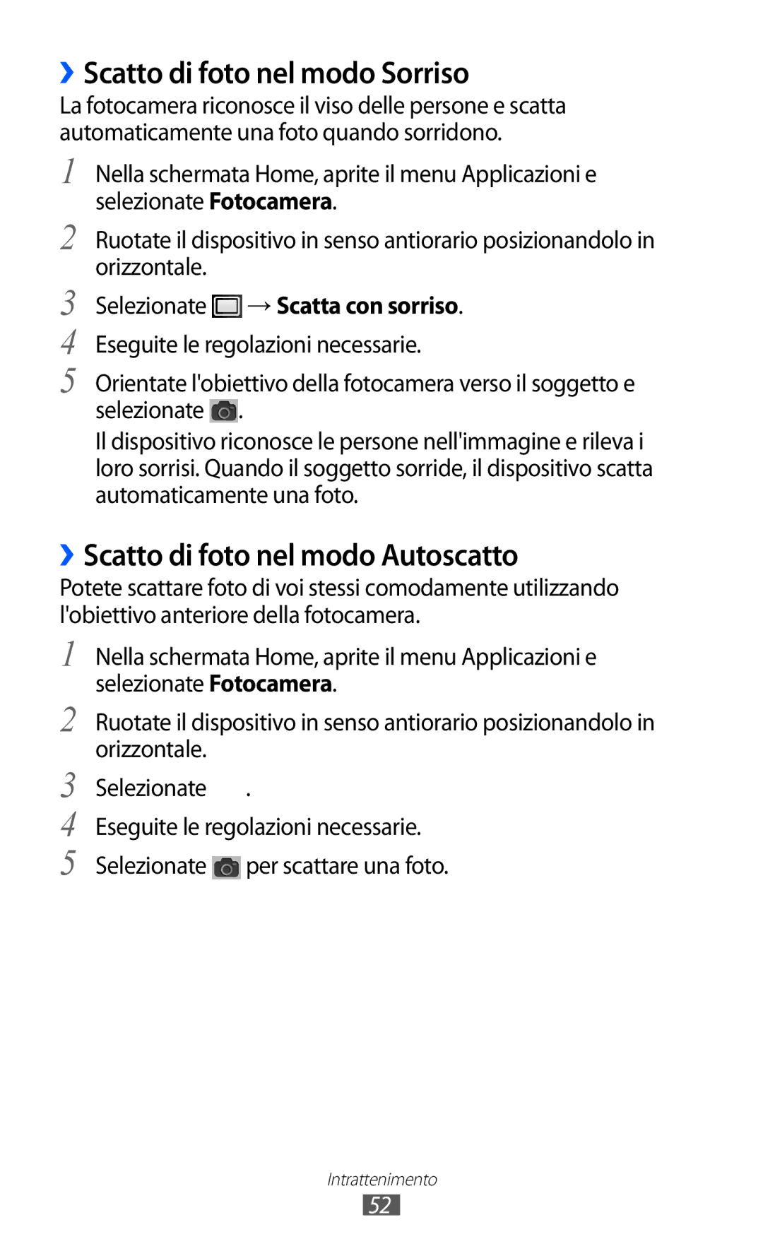 Samsung YP-G1CW/XEG, YP-GI1CW/XEG, YP-GI1CW/XET ››Scatto di foto nel modo Sorriso, ››Scatto di foto nel modo Autoscatto 