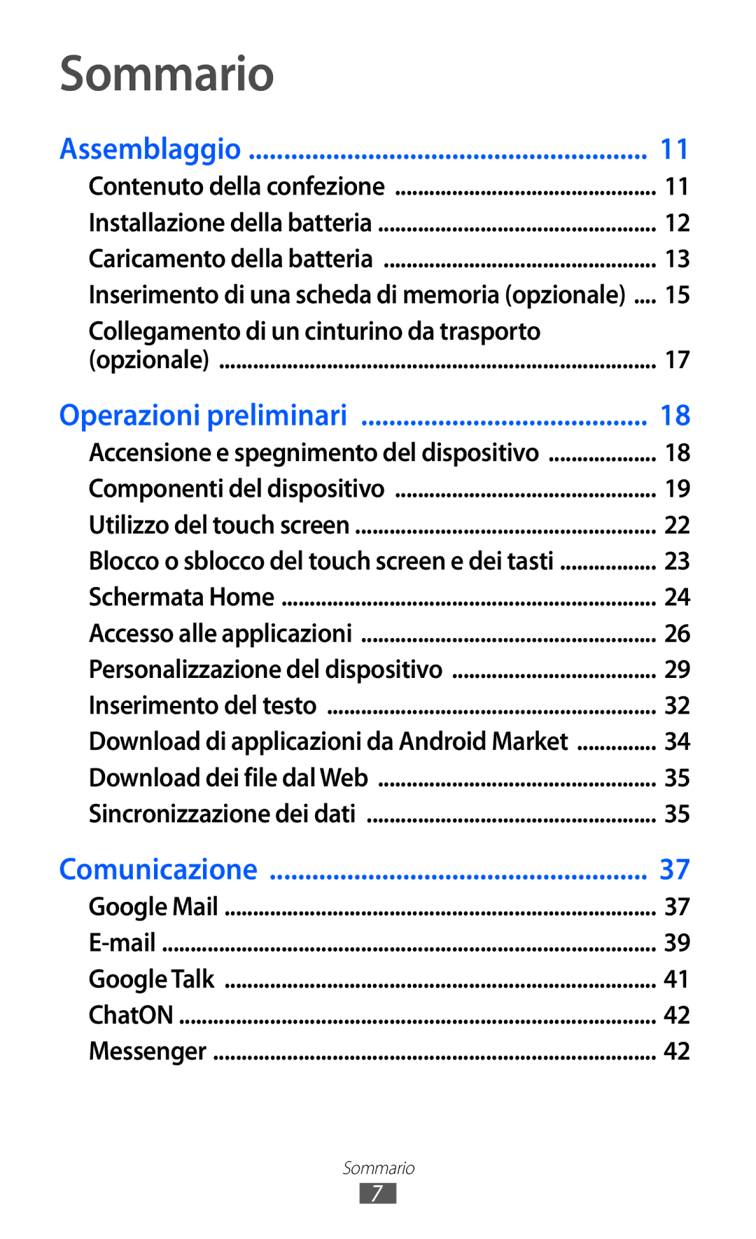 Samsung YP-GI1CW/XEU, YP-G1CW/XEG, YP-GI1CW/XEG, YP-GI1CW/XET manual Sommario, Assemblaggio 