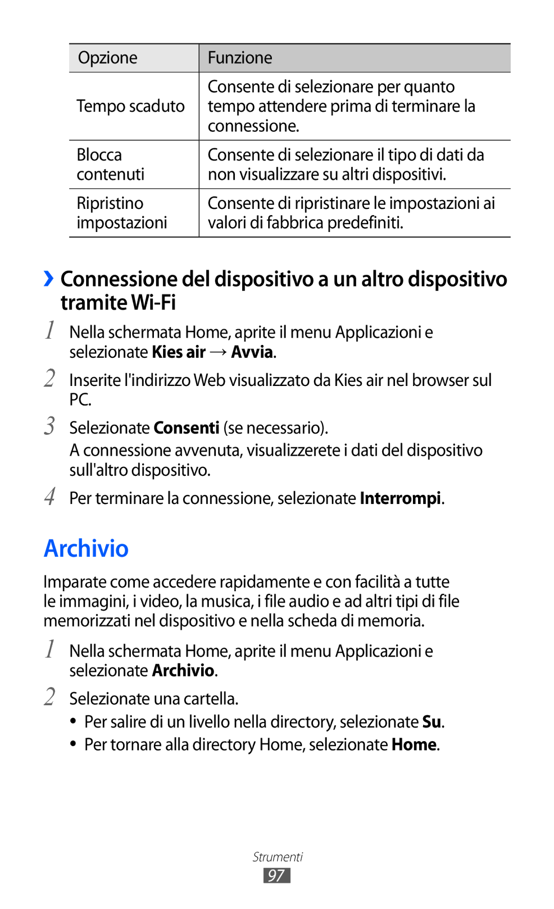 Samsung YP-GI1CW/XEG, YP-G1CW/XEG, YP-GI1CW/XET, YP-GI1CW/XEU manual Archivio 