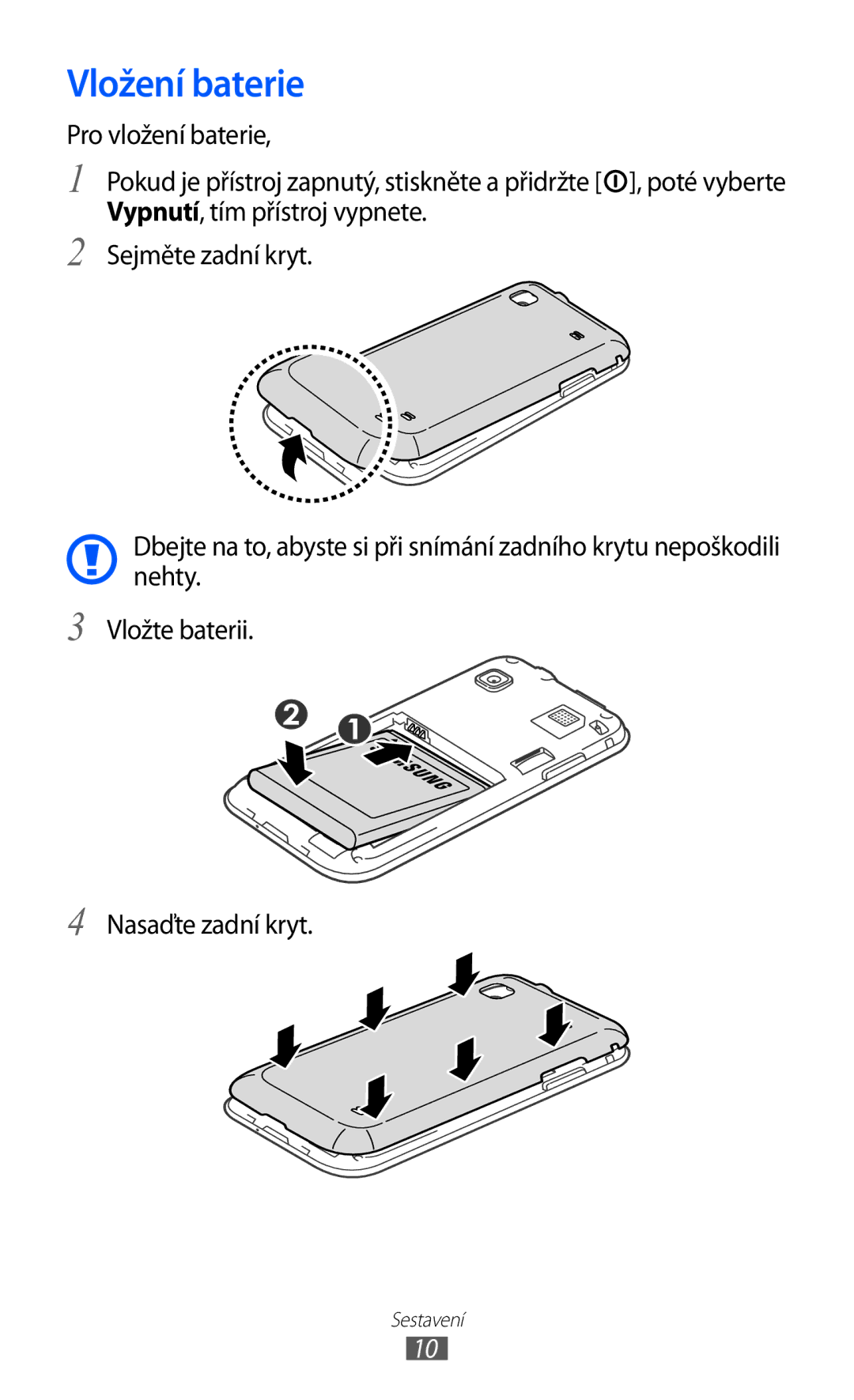 Samsung YP-G1CW/XEZ, YP-G1EW/XEZ manual Vložení baterie 