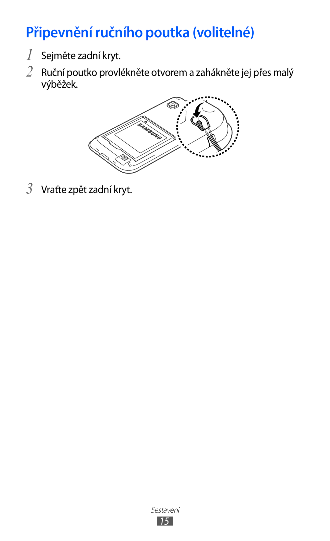 Samsung YP-G1EW/XEZ, YP-G1CW/XEZ manual Připevnění ručního poutka volitelné 