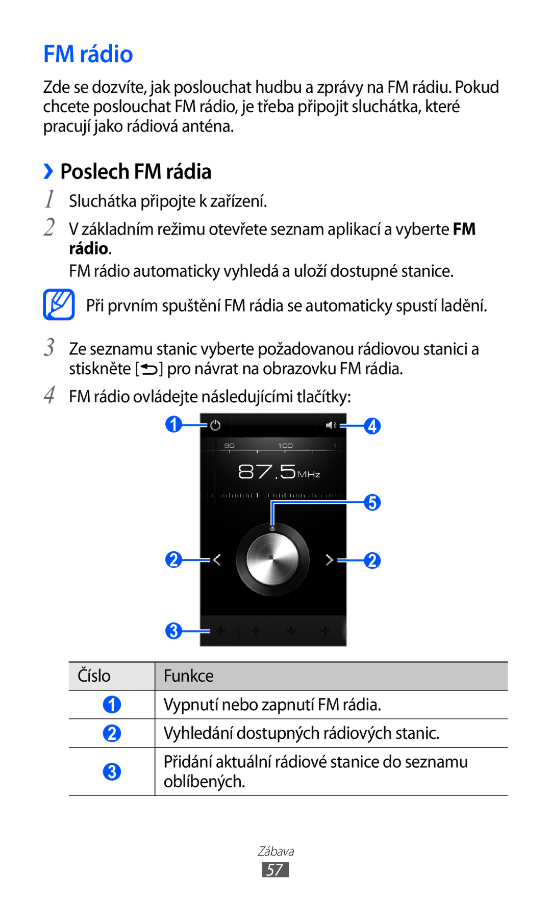 Samsung YP-G1EW/XEZ, YP-G1CW/XEZ manual FM rádio, ››Poslech FM rádia 