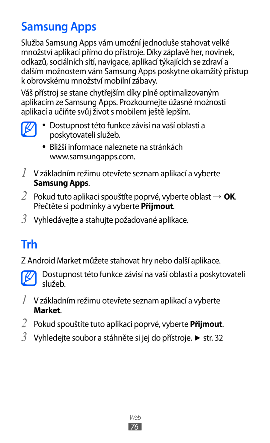 Samsung YP-G1CW/XEZ, YP-G1EW/XEZ manual Samsung Apps, Trh 