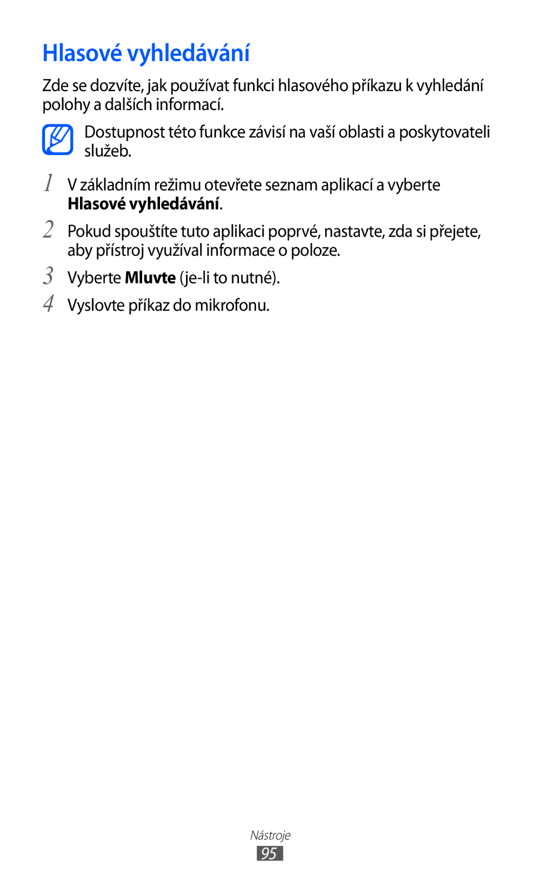 Samsung YP-G1EW/XEZ, YP-G1CW/XEZ manual Hlasové vyhledávání 