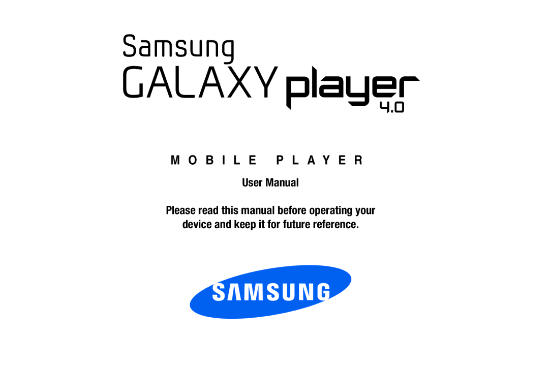 Samsung YP-G1CWY user manual B I L E P L a Y E R 