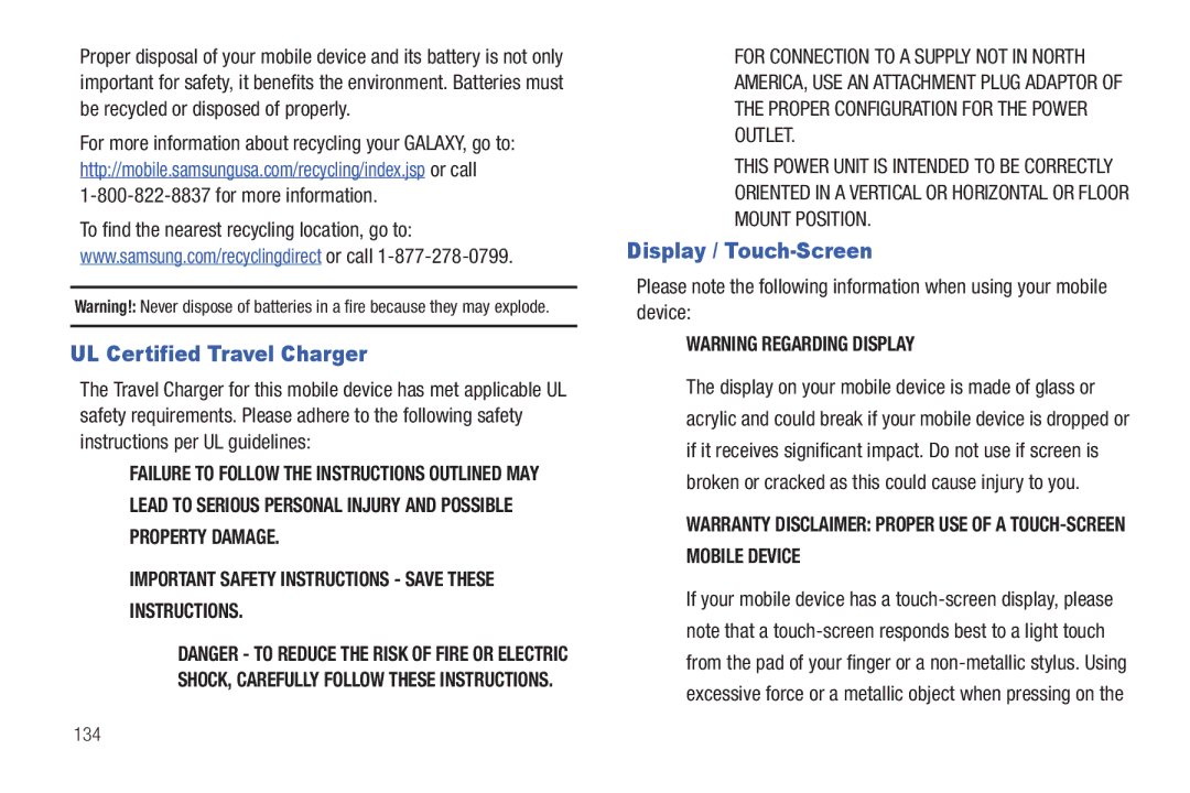 Samsung YP-G1CWY UL Certified Travel Charger, Display / Touch-Screen, Broken or cracked as this could cause injury to you 