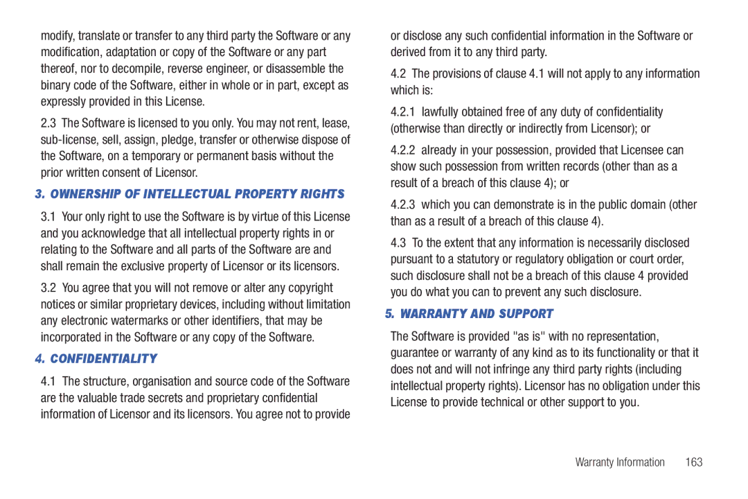 Samsung YP-G1CWY user manual Ownership of Intellectual Property Rights, 163 