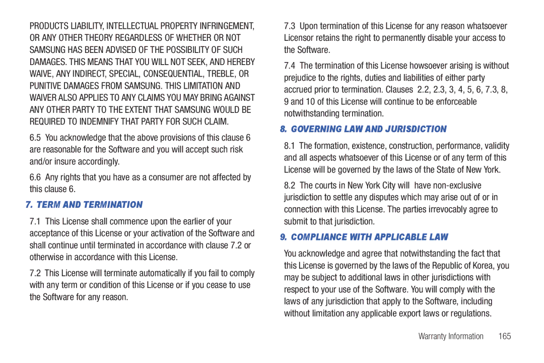 Samsung YP-G1CWY user manual Term and Termination, 165 