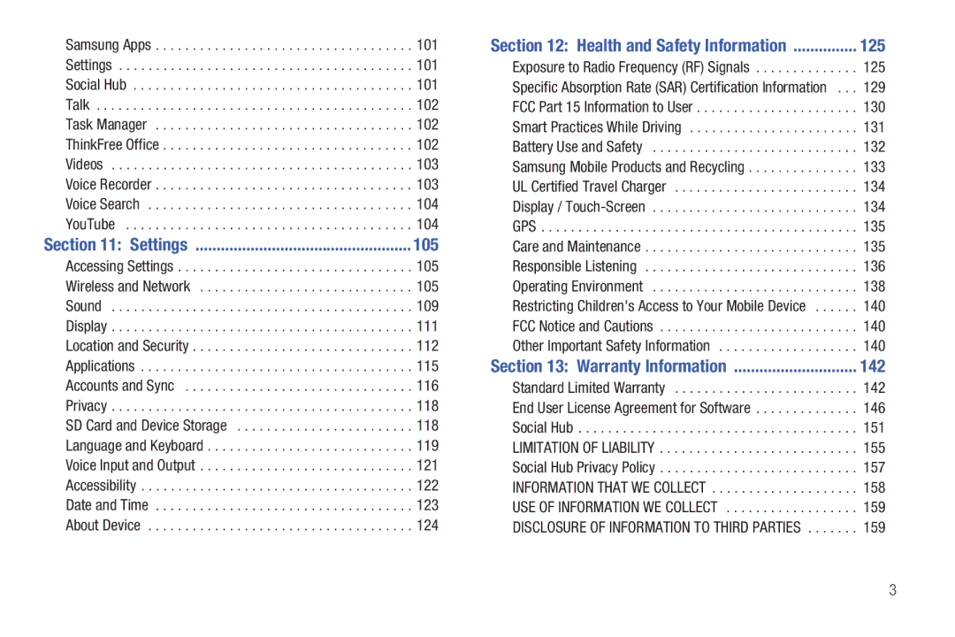 Samsung YP-G1CWY user manual 105, 125, 142 