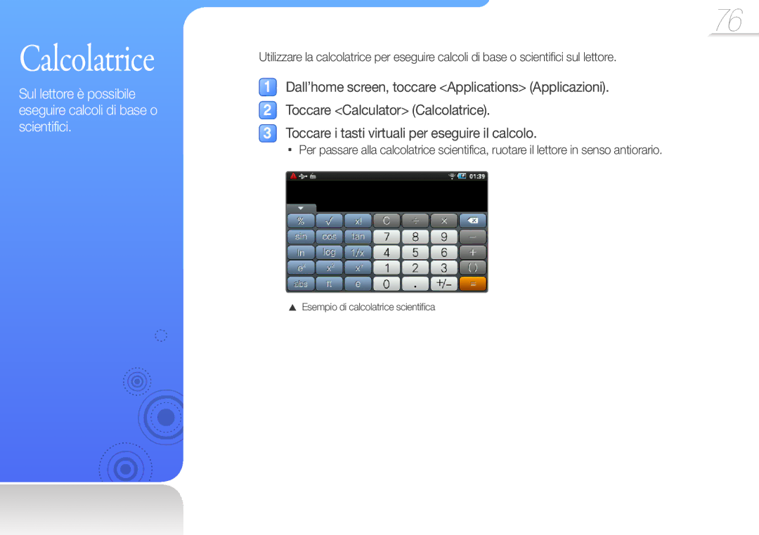 Samsung YP-G50CW/EDC, YP-G50CW/XEU manual Calcolatrice 