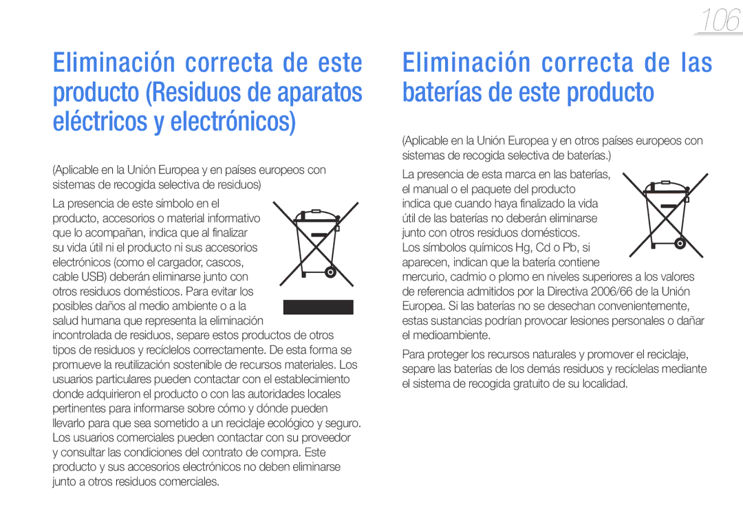 Samsung YP-G50CW/EDC manual La presencia de este símbolo en el, Electrónicos como el cargador, cascos 