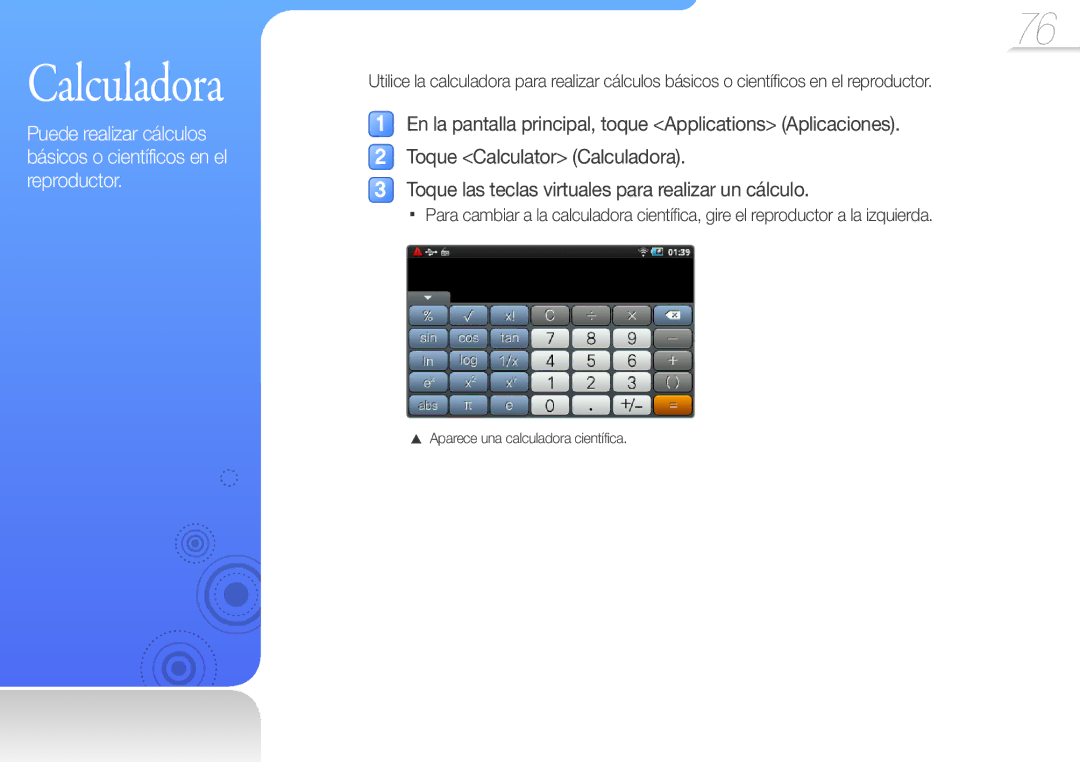 Samsung YP-G50CW/EDC manual Calculadora 