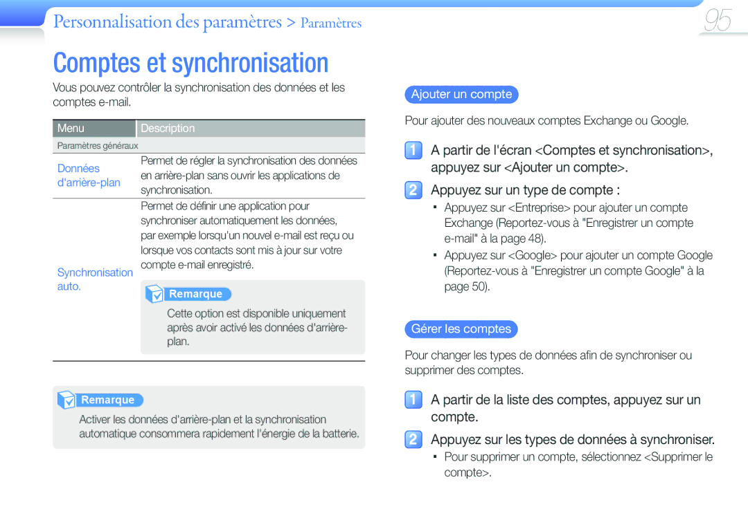 Samsung YP-G50CW/XEF manual Appuyez sur un type de compte, Partir de la liste des comptes, appuyez sur un compte, Auto 