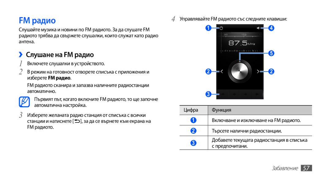 Samsung YP-G70CB/ROM manual ››Слушане на FM радио 