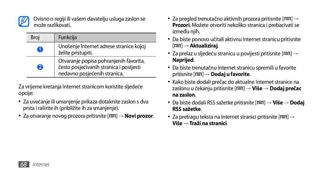 Samsung YP-G70CB/TRA, YP-G70EB/TRA, YP-G70EW/TRA, YP-G70CW/TRA manual Naprijed 