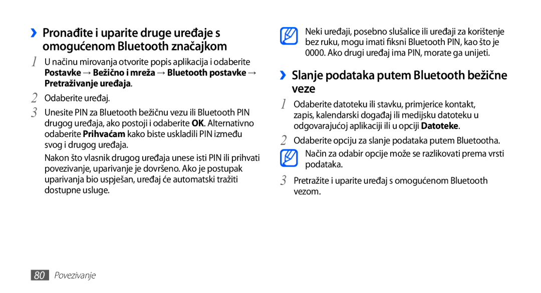 Samsung YP-G70CB/TRA ››Slanje podataka putem Bluetooth bežične veze, Pretraživanje uređaja, Odaberite uređaj, Podataka 